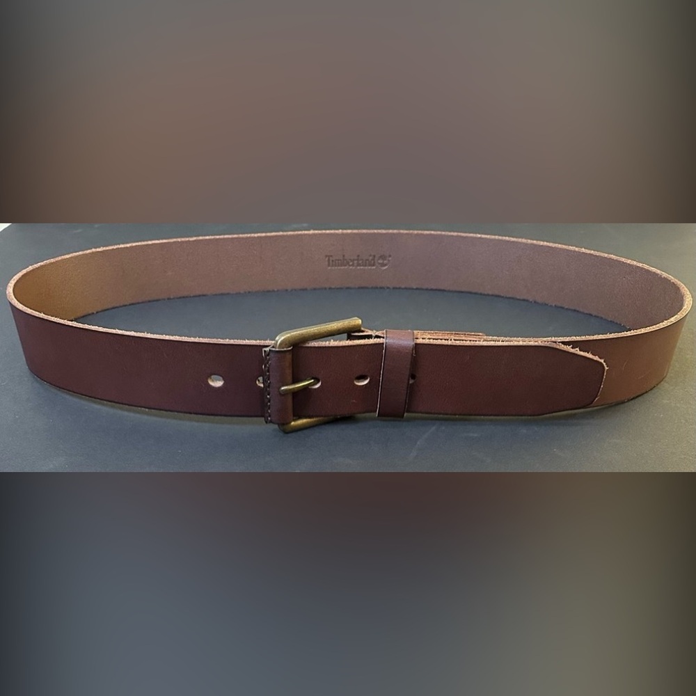 🌟HP🌟Timberland Casual Brown 1.5"W Leather Jean Belt Brass Wrapped Buckle 42"